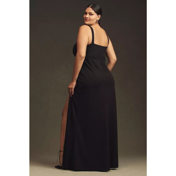New Anthropologie BHLDN Blake Square-Neck Stretch Crepe Maxi Dress $248 BLACK 2X - Picture 4 of 5